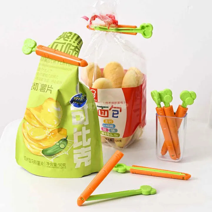 Home Accessories Food Sealing Clips Fresh Keeping Clamp Sealer For Food And Snack Bags Kitchen Sealer Kitchen Accessories - Carrot Shape - Pack Of 5