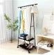 Clothes Rack Small Metal Garment Rack with Shelves and Rolling Wheels for Bedroom clothing rack for Hanging Clothes, clothes rack Shelf (Black)