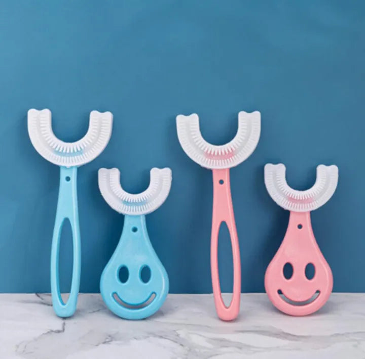 Baby Toothbrush Children's Teeth Cleaning Brush Kids U-Shaped Toothbrush For Children Mouth Oral Cleaning Brush 360 Degrees U Shaped Tooth Dental Training Toothbrushes Oral Care Portable Mouth-Cleaning Manual With Handle Daily Children's Cleaning Food