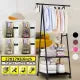 Clothes Rack Small Metal Garment Rack with Shelves and Rolling Wheels for Bedroom clothing rack for Hanging Clothes, clothes rack Shelf (Black)