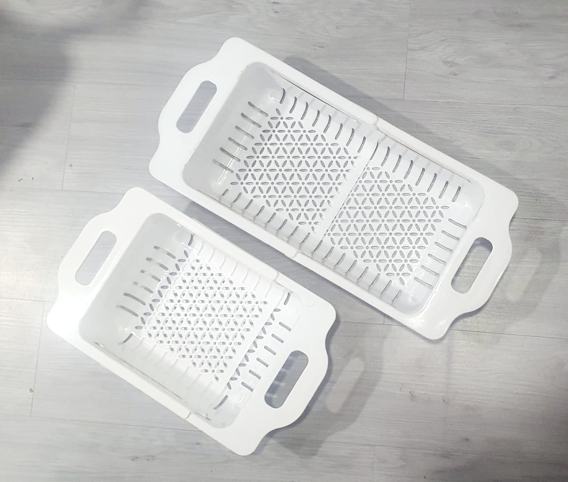 Kitchen Dish Drying Rack Plastic Adjustable Drainer Rack Fruits Vegetable Kitchen Organizer Sink Cleaning Basket Tool