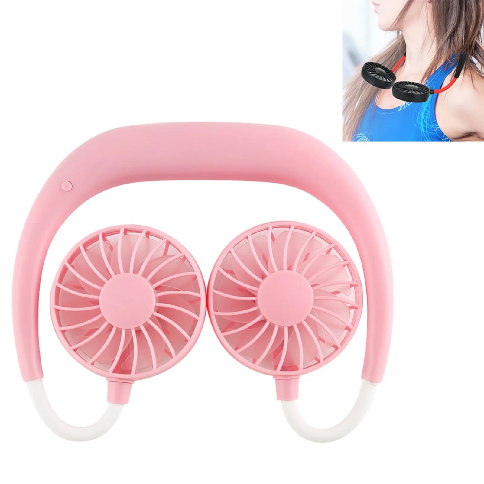 Rechargeable Hanging Neck Fan 7 Blades 3 Speed Hands Free Wearable Fan