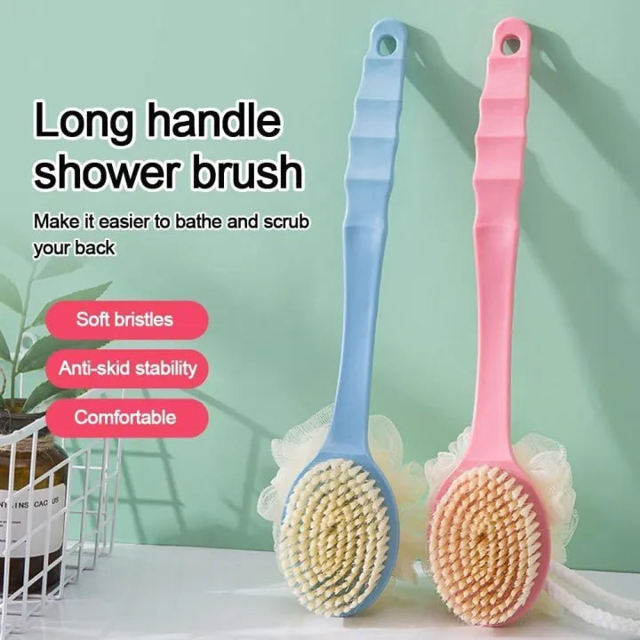 New 2 in 1 Long Handle Bath Body Brush Body Brush with Soft Loofah Bristles gubb Body Wash Brush Back Scrubber Brush Loofah Exfoliating Brush Bath Sponge Shower Brush for Wet or Dry Bath Shower Sponge Skin Cleaning Tool