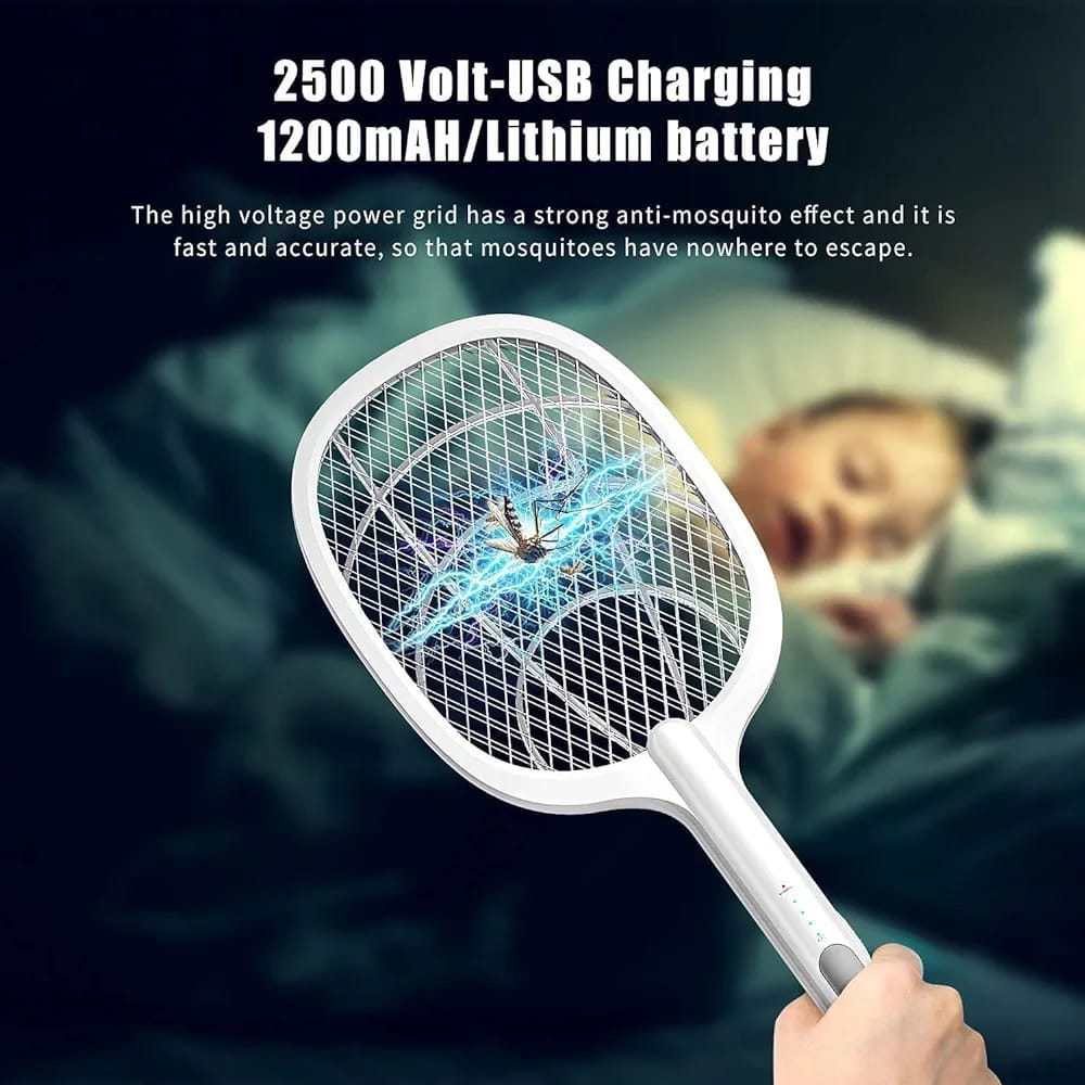 Rechargeable Mosquito Zapper Racket with UV Light Stand – Ultimate Insect Killer