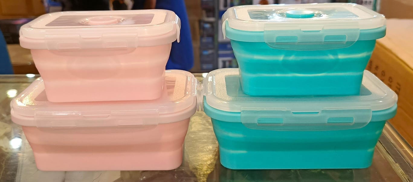 AIR LOCK ROUND SILICONE FOLDABLE BOX Pack 2 pcs  High QUALITY