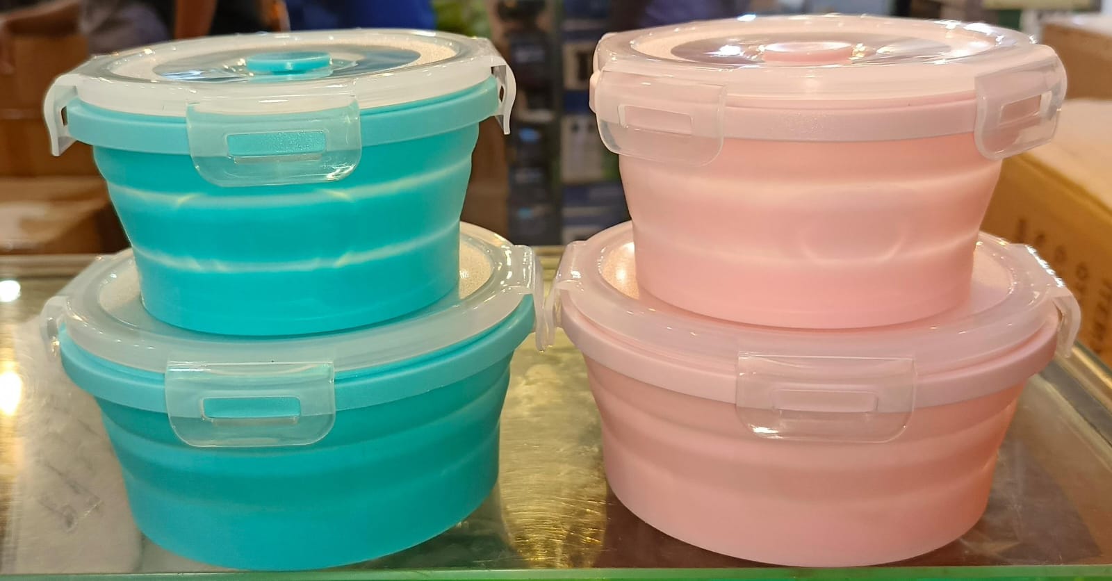 AIR LOCK ROUND SILICONE FOLDABLE BOX Pack 2 pcs  High QUALITY