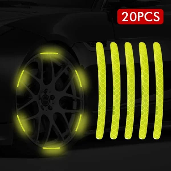 20PCS Universal Night Reflective Car Motorcycle Bike Wheel Safety Warning Stripe Decals Stickers