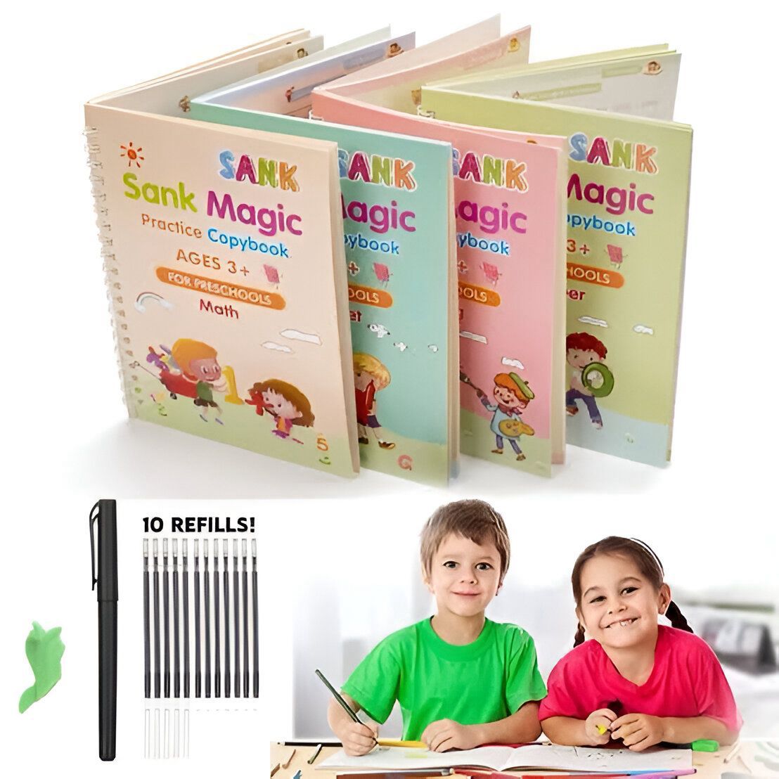Sank Magic Book pack of 4 With *10 Refills* & pen