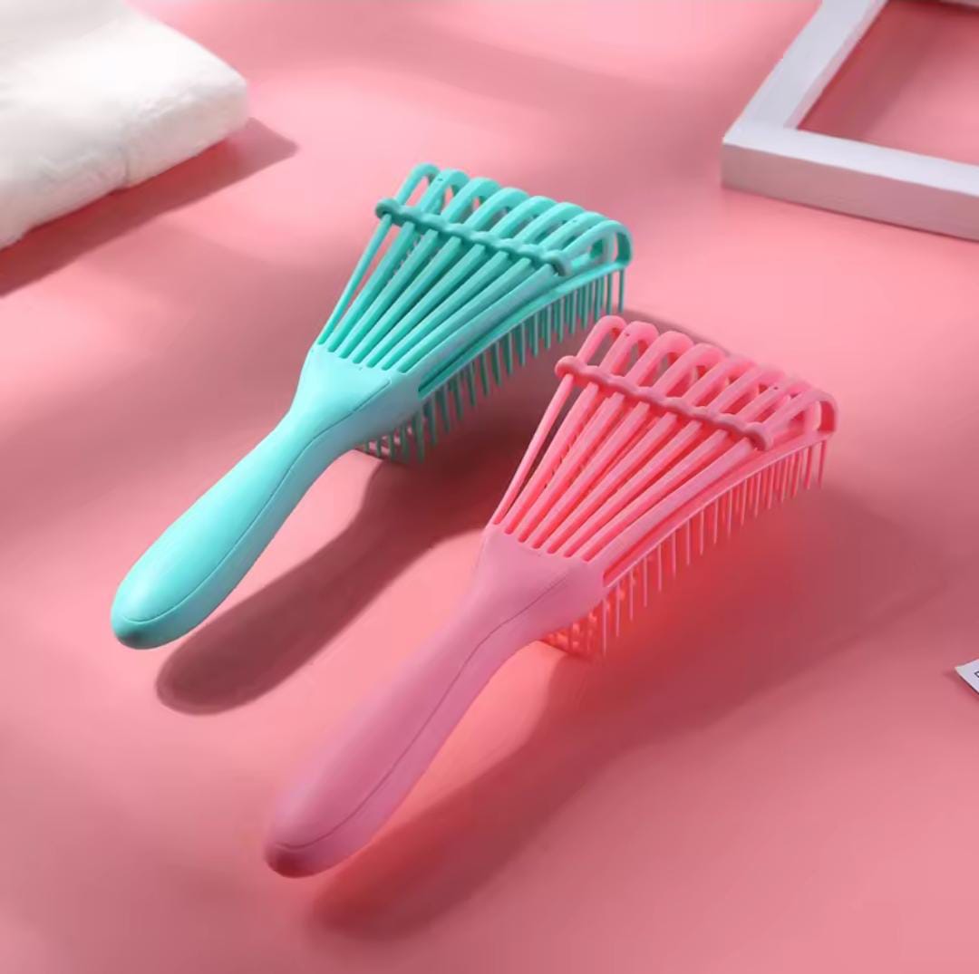 STYLISH Curly Hair Brush & Scalp Massage Comb – Anti-Static Detangling Wet Hair Brush for Thick Hair, Knots Detangler, Salon Hairdressing Tool