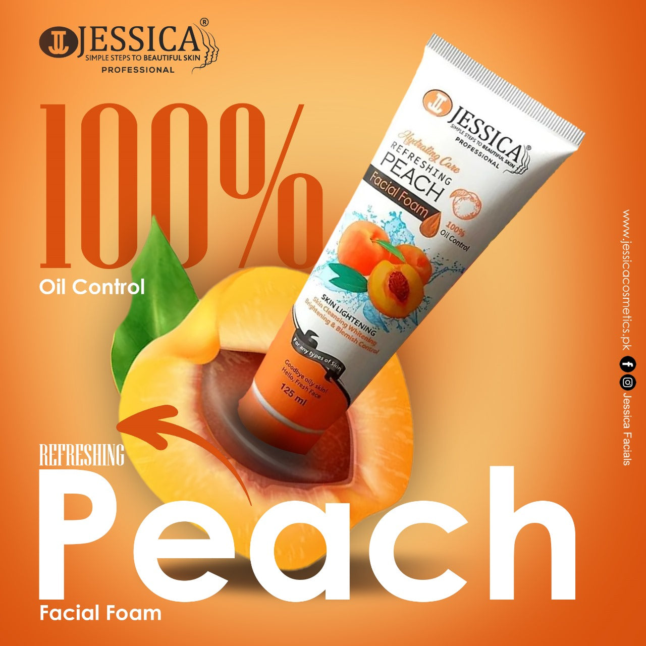 Jessica Softening Active Bright Pomegranate Facial Foam Face Wash – 125ml