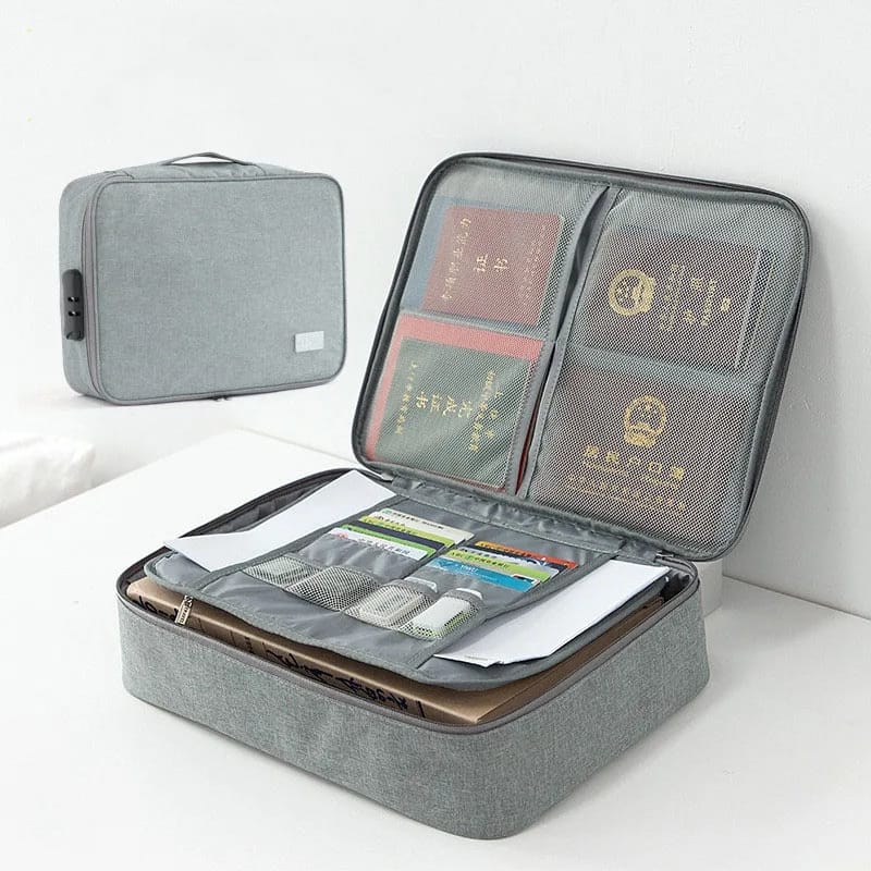 With password lock Multifunctional briefcase office document storage bag business trip card passport organizer travel accessory