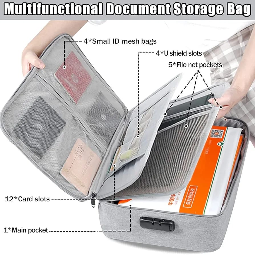With password lock Multifunctional briefcase office document storage bag business trip card passport organizer travel accessory