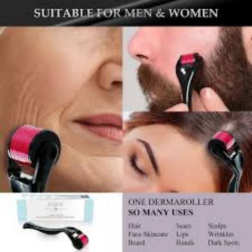 Derma Roller Professional Micro needling Roller for Face Beard Growth Hair Growth 0.5mm System Beauty Skin Therapy 0.5 Derma Roller With 540 Micro Needle Roller for Men and Women & Unisex