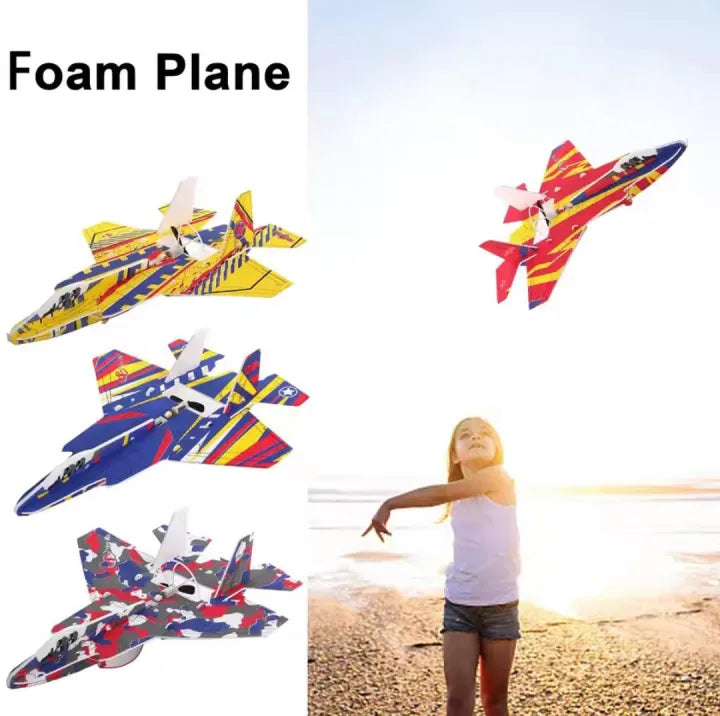 Electric Foam Plane Fighter USB Rechargeable Hand Throw Glider Assembled