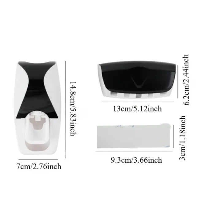 Space-Saving Wall-Mounted Toothbrush & Toothpaste Holder Set with Automatic Dispenser - Dustproof, No Power Needed, Perfect for Bathroom Decor