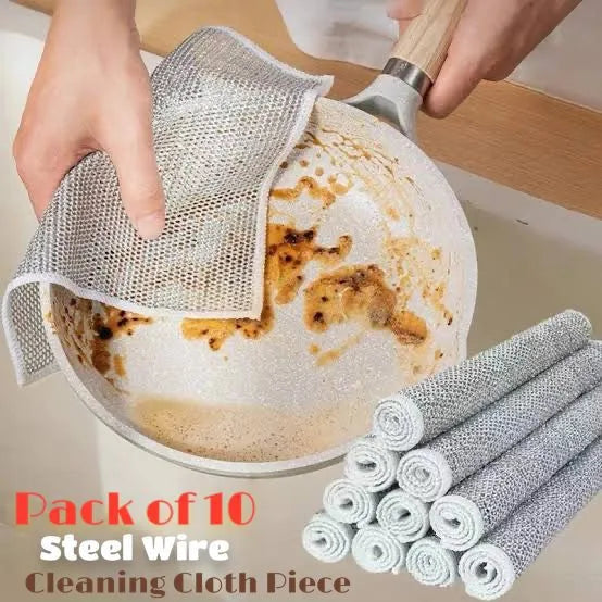 Pack of 10 Kitchen Steel Mesh Wire DisWasher Cleaning Cloth Piece